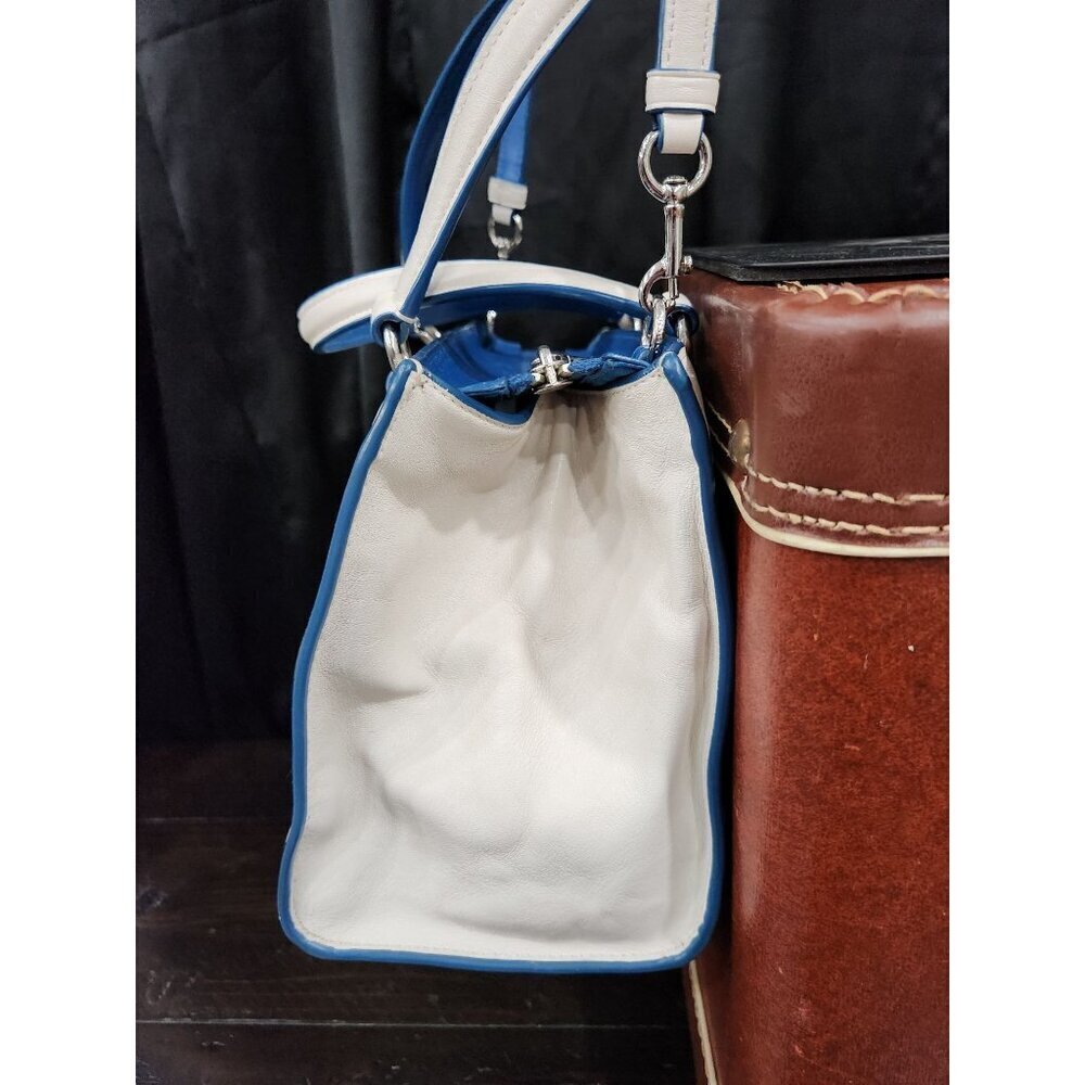 AUTHENTIC Coach Mini Crosby Colorblock Carryall in Blue and White Leather-EUC - Picture 5 of 12